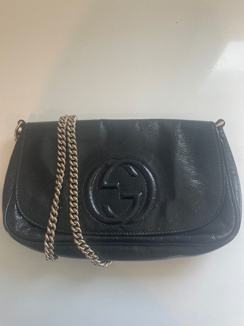 Gucci Patent Soho Chain Flip Bag